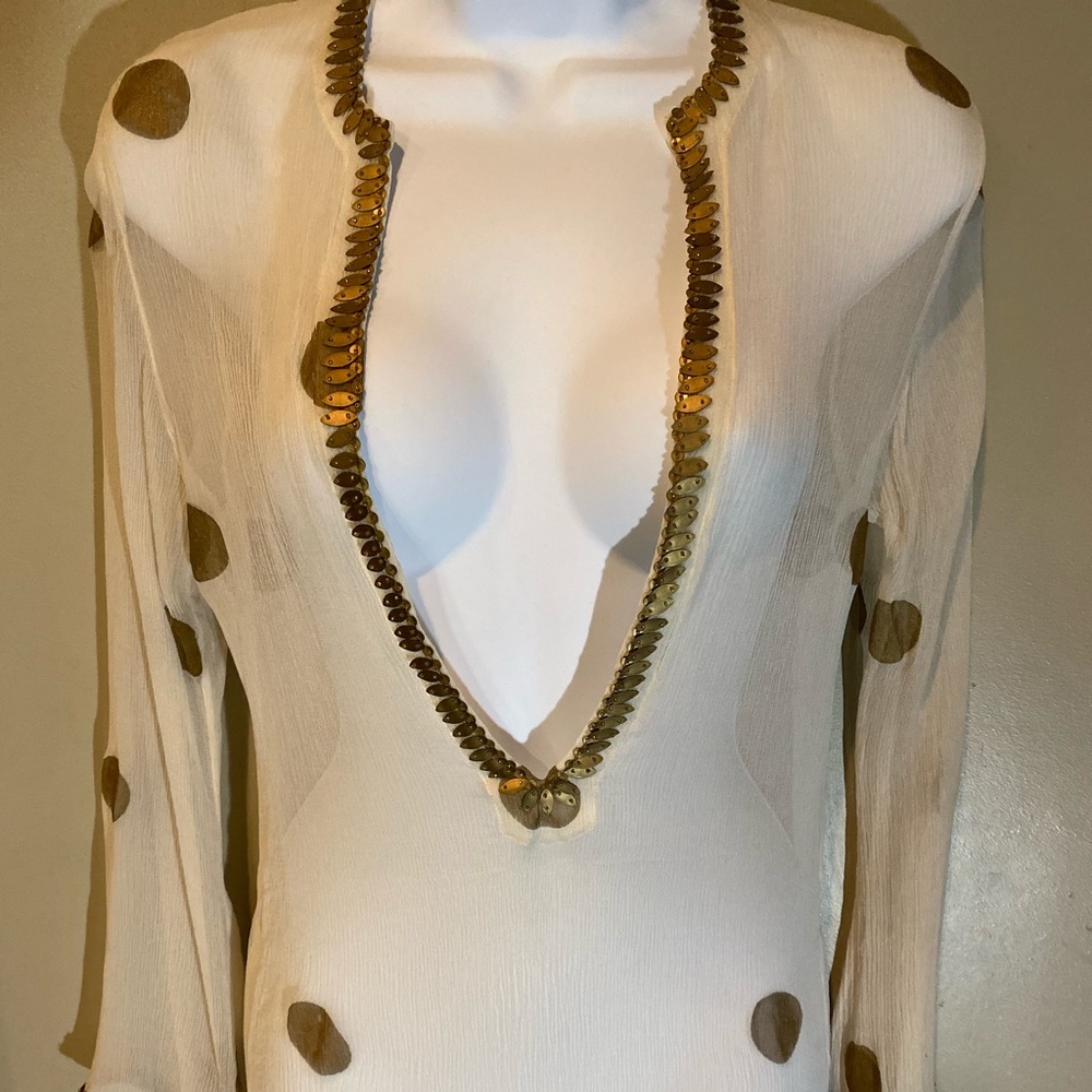 Lotus white and gold swim cover up S - Picture 2 of 4